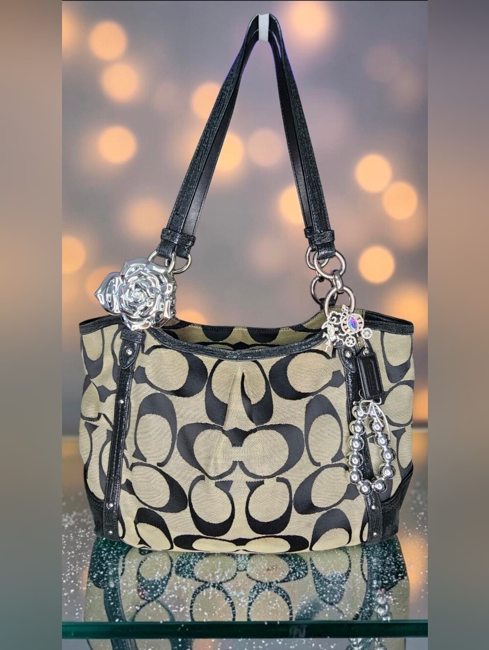 Authentic Coach Alexandra Chain Signature Shoulder Bag / Satchel Style No.F20807